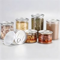 Tube en plastique rond réutilisable, transparent, pour aliments secs, pot en plastique transparent pour animaux de compagnie avec couvercle, conteneur d'emballage alimentaire en PET