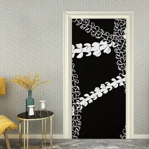 قماش بوليستر سهل التركيب Puakenikeni لاي لافندر على الزينة الباب الأسود شحن بالإسقاط مخصص غطاء الباب