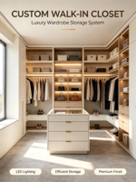 Armoire sur mesure pleine hauteur pour toute la maison ; Meubles de chambre en bois massif ; Meubles en bois modernes minimalistes de style ouvert, faciles à assembler
