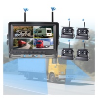 Kit Caméra AHD Sans Fil pour Camion, Système de Surveillance 360° pour Voiture, Moniteur de Recul 7 Pouces pour la Sécurité du Véhicule, DVR Solaire 1080P