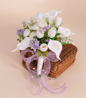 Bouquet de fleurs artificielles fait main pour mariée, imitant les tulipes et les lys, en PE, longue durée, pour mariage