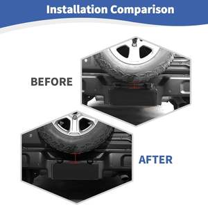 Kit de support de montage de roue de secours surdimensionnée Wildfront pour JL 2018 et plus, arrière, acier noir, accessoires extérieurs, 12 pièces - Product Image 4