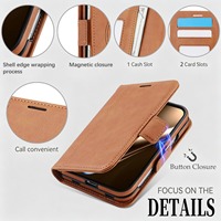 Étui de téléphone en cuir détachable 2 en 1 avec blocage RFID, porte-cartes, couverture rabattable avec aimant pour iPhone Duo 18 Fold