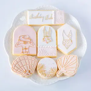 Baking cake tool summer beach bikini dessert table girl shell mold girl heart gift box fondant cookie cutter EMBOSSER