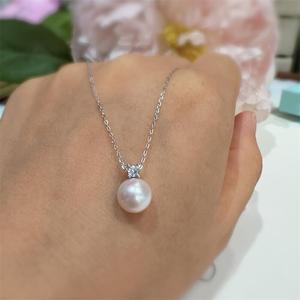 Collier de luxe léger haut de gamme en argent pur S925 avec pendentif princesse en perle d'eau douce non nuculaire de 8 mm, modèle 21393, vente en gros Wenchi Zhuji - Product Image 3