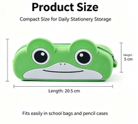 Trousse à crayons en silicone grenouille de dessin animé, facile à nettoyer, pochette souple en silicone pour enfants et étudiants, étui scolaire pour stylos