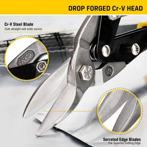 Industrial Multi-Purpose Shears Stainless Steel Blade Soft Grip Handle Yellow 10 Inch Straight Cut For Sheet Metal Cutting - Product Image 6