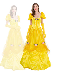 Robe de princesse La Belle et la Bête, Costume de cosplay pour adulte, robe de bal jaune, tenue de scène pour femmes - Product Image 1