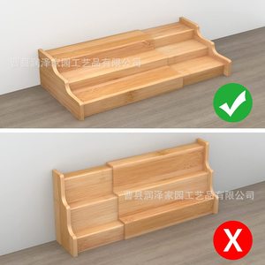 Bamboo Multi Layer <b>Spice</b> <b>Rack</b> 3 Tier Telescopic Kitchen Countertop Organizer Natural Wood Color - Product Image 5