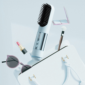 Digital Display <b>USB</b> Rechargeable Ceramic <b>Heating</b> Wireless Hair Straightener Brush Portable Negative Ion Styling Tool - Product Image 4