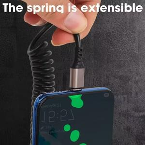 Кабель для быстрой зарядки USB/Type-<span class=keywords><strong>C</strong></span> на Type-<span class=keywords><strong>C</strong></span>, 60 Вт, с поддержкой CarPlay, пружинный, 6А, для телефона - Product Image 5