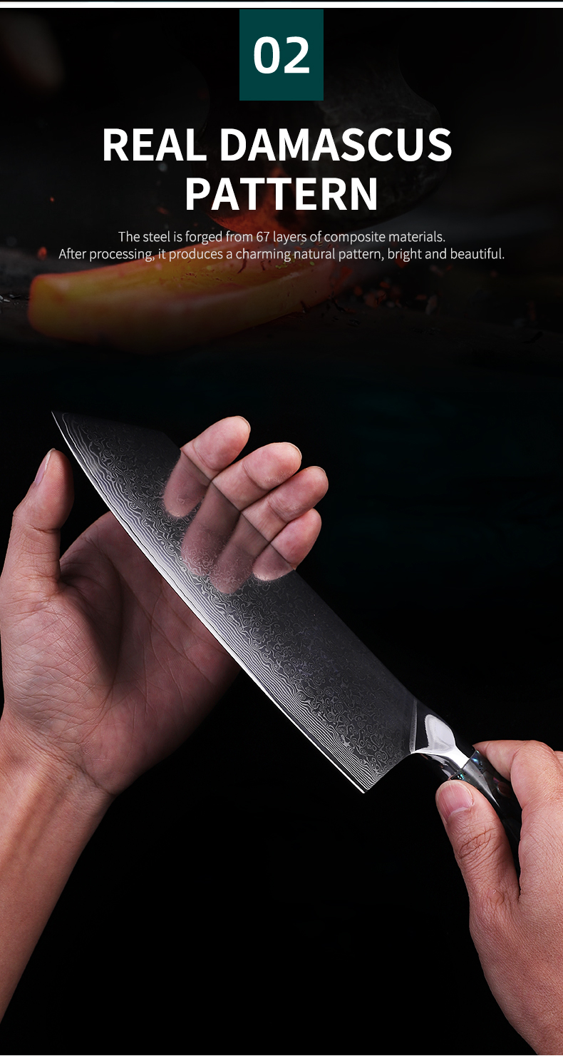 FINDKING Gorgeous Series 67 Layers Damascus Steel Kitchen Knives Abalone Resin Handle Professional Butcher Meat Cleaver Knife