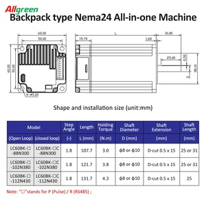 Controlador de Motores Paso a Paso Integrado de Bucle Abierto/Cerrado Nema24 de 2 Fases con Salida de Pulso/RS485 1000PPR, DC24~50V, 4.5/5/5.8A, 3/3.8/4.3N.m - Product Image 5