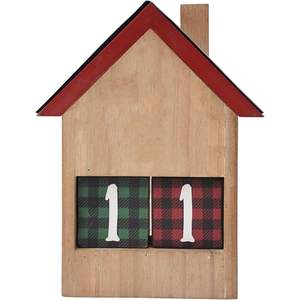 Calendrier de l'Avent en bois en forme de maison Parisloft, décoratif, design rustique pour la table de Noël - Product Image 5