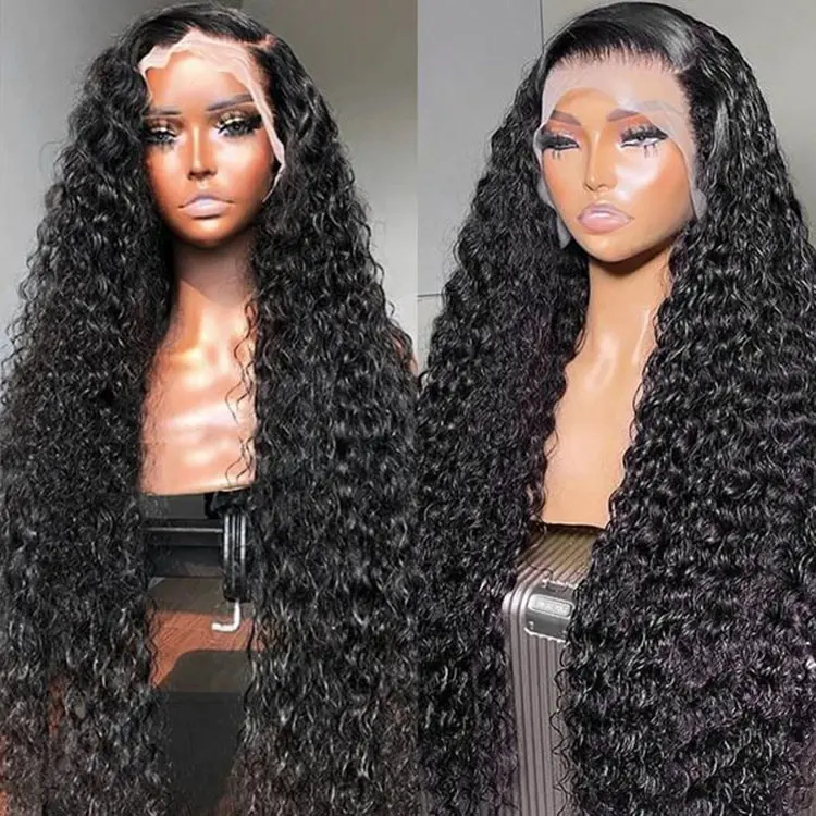 13x6 Transparent Swiss Lace Front Wig Vendor 13x4 Raw Vietnamese Loose Deep Water Curly Wig HD Lace Frontal Wigs for Black Women