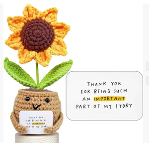 Regalo hecho a mano positivo girasol tulipán corazón muñeca ganchillo con tarjeta olla <span class=keywords><strong>Baser</strong></span> apoyo emocional para amigos familia maestros - Product Image 5