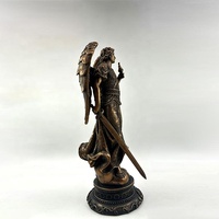 Statue d'ange religieuse catholique en bronze fini, figurine de l'archange Raguel en résine, sculpture de l'archange Raguel