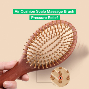 Brosse à cheveux en bambou écologique, avec logo gravé au laser OEM, coussin d'air, démêlante, pour salon et usage domestique - Product Image 6