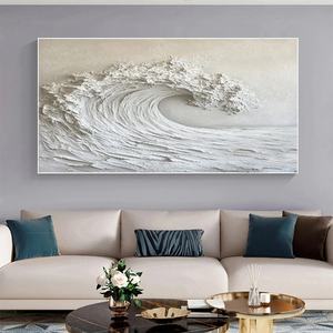 Obra de Arte Abstracta de Olas del Mar para Decoración de Paredes Contemporáneas, Pintura al Óleo sobre Lienzo, Pintura Mural Moderna Original Hecha a Mano - Product Image 3