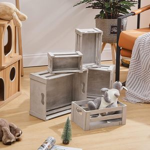 Wood Nesting Storage <b>Crates</b> with Handle Decorative Wooden <b>Crates</b> Rustic Wooden <b>Crate</b> <b>Box</b> - Product Image 6