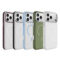 Coque de téléphone transparente anti-jaunissement, effet givré, magnétique, avec anneau métallique, compatible charge sans fil, antichoc et étanche (TPU+PC+Anneau Métallique)