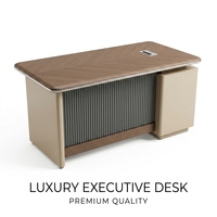 Bureau de direction moderne de luxe haut de gamme Foshan 1,4 m avec armoire de rangement, bureau de PDG/manager en bois grain chevron silencieux