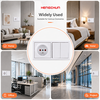 Ensemble interrupteur mural et prise standard UE, bouton large, encastré, 2 modules, 1 voie, interrupteur 10A 250V, prise Schuko allemande 16A, matériau PC