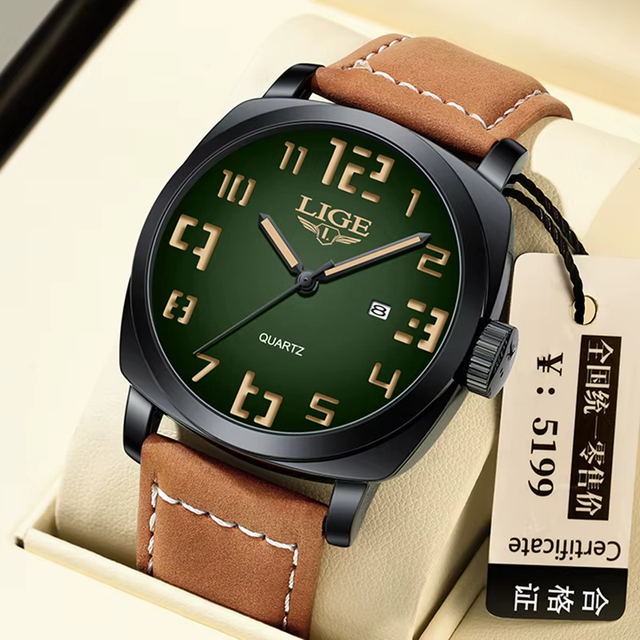 LIGE Waterproof Watches for Men Sports Men's Quartz Wristwatch Original Brand Luxury Leather Chronograph Montre Homme