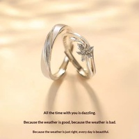 Cincin Perak Sterling S925 Pasangan Bunga Iris untuk Pria & Wanita, Desain Mewah Ringan Kelas Atas Model QL223