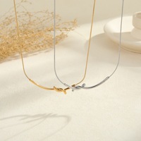 Collier pendentif en acier inoxydable plaqué or 18 carats avec nœud en bambou, étanche, inaltérable, bijoux minimalistes de niche pour femmes