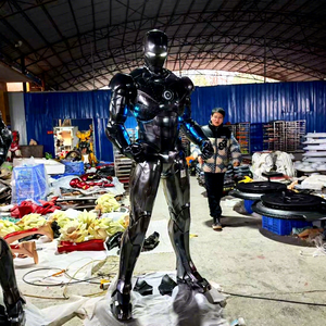 Estatua de Resina de Iron Man War Machine, Escultura de Superhéroe Gris Oscuro Metálico con Ojos LED para Exhibición, Sala de Juegos, Tienda - Product Image 1