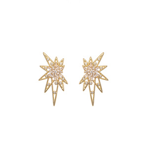 Boucles d'oreilles en forme d'étoile en zircon, couleur or, sertissage à griffes, pour femmes, bijoux d'anniversaire - Product Image 5