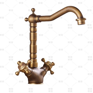 Black Traditional Basin Faucet Single Hole Ceramic Valve Deck Mounted Double <b>Handle</b> - Product Image 4