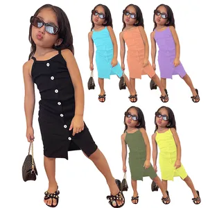 Boutique Soft Summer Kids Hater Dresses For Girls Solid Custom Logo Girls Sexy 10 Year Old Dress