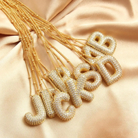 Collier Lettre Initiale 26 Lettres Plaqué Or en Forme de Ballon, Pendentif Bulle en Cuivre et Zircon, Chaîne Chunky pour Femme, Bijou Personnalisé, Cadeau de Fête