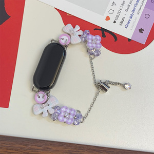 สายรัดข้อมือประดับโบว์น่ารักพร้อมลูกปัดสำหรับ Mi Band 9 10 สายรัดข้อมือแฟชั่นไข่มุกสำหรับผู้หญิงสาวๆ สไตล์เครื่องประดับฤดูร้อน - Product Image 2