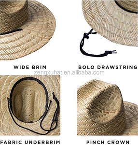 Logotipo personalizado mujer hombre ala ancha salvavidas Rush paja playa sombrero para el sol para surfear - Product Image 5
