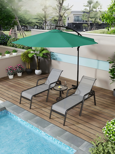Chaise longue de piscine réglable en aluminium avec dossier en maille pour l'extérieur - Product Image 2