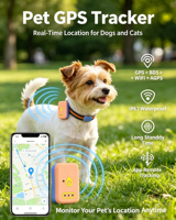 Collier GPS 4G pour animaux de compagnie, localisateur en temps réel avec GPS BDS AGPS et station de base Wi-Fi, moniteur vocal à distance pour chat et chien, dispositif anti-perte