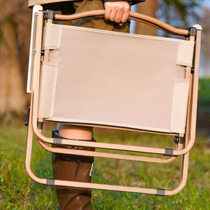 Chaise de camping pliable légère et portable, accoudoirs en bois de hêtre, tissu Oxford 600D, imperméable, robuste, mobilier d'extérieur, pique-nique - Product Image 3