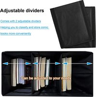 Bacs de rangement pliables en tissu de lin 15.7 pouces avec couvercle à glissière, boîte de rangement pliable pour bande dessinée avec 2 séparateurs