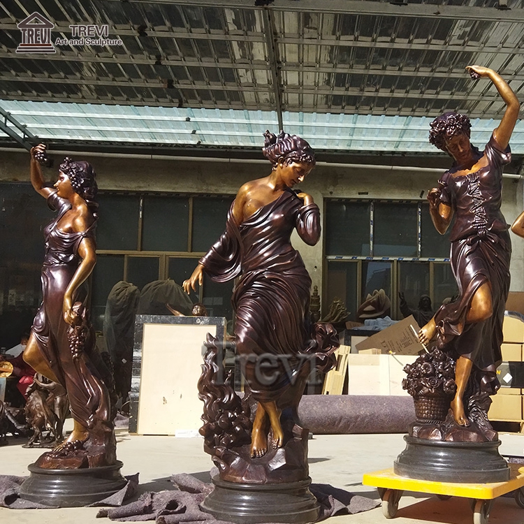 Metal Craft Life Size Goddesses Statue Brass Bronze Four Seasons