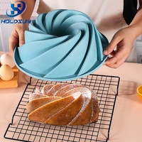 Moule à gâteau en silicone 3D à cannelures en mousseline de soie Savarin Mousse spirale antiadhésive de qualité supérieure sans BPA de 9 pouces