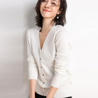 Nouvelle Collection Hiver 2026 – Cardigan Tricoté Femme à Manches Longues et Col Rond, Coupe Courte et Fine, Couleur Unie, Style Coréen Décontracté Amincissant