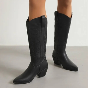 Custom Women <strong>Sparkly</strong> Cowboy Metallic Shoes Glossy Shiny Silver Leather Square Heeled Low Heel Mid Calf Women Western <strong>Boots</strong> - Product Image 6