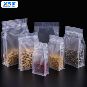 In Stock Eight Side Seal Clear Ziplock Stand up Pouch Moisture Proof Food Packaging Bag for Flour Grains Rice Coarse Cereals - Product Image 1