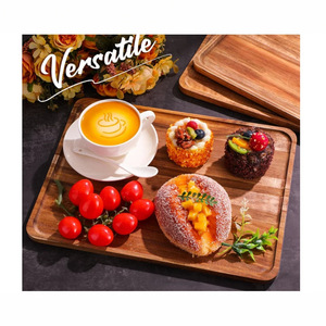Wooden Rectangular Serving <b>Tray</b> Solid Wood Handmade For Coffee <b>Tea</b> Dessert Home Use - Product Image 3