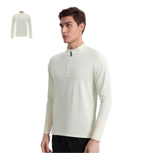 T-shirt Premium à Col Roulé Manches Longues Style Sportif Séchage Rapide Respirant Anti-boulochage Tissu 100% Polyester Imprimé - Product Image 1