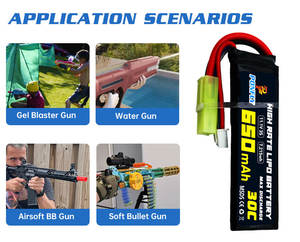 पोनफ्लाई 11.1v 650 माया 3s की एयरसॉफ्ट बैटरी 2s 7.4v 30c दर एयरसॉफ्ट जेल वॉटर गन बी ब्लास्टर रिचार्जेबल बैटरी - Product Image 5