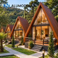 Maison préfabriquée en ossature métallique, villa sur mesure, revêtement en aluminium, entièrement meublée, clé en main pour le tourisme, les sites de camping, les projets de stations balnéaires
